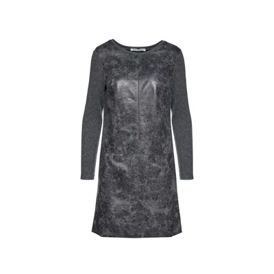 Conquista Women's Dark Grey Dress With Faux Leather Front