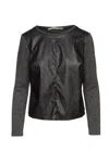 CONQUISTA WOMEN'S DARK GREY FAUX LEATHER DETAIL TOP