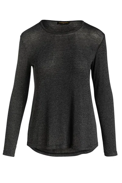 Conquista Women's Dark Grey Fine Knit Top