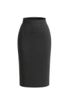 Conquista Women's Dark Grey High Waist Fitted Pencil Skirt In Gray