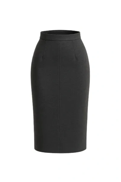 Conquista Women's Dark Grey High Waist Fitted Pencil Skirt In Gray