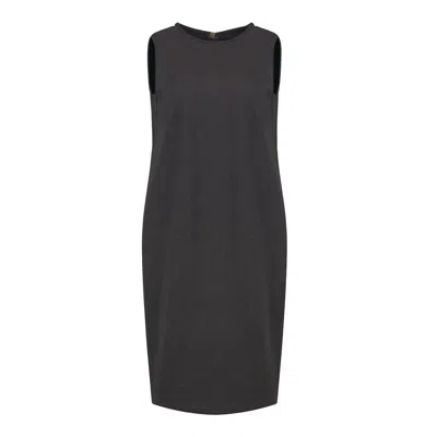 Conquista Women's Dark Grey Punto Di Roma Sleeveless Sack Dress