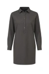 Conquista Women's Dark Grey Tencel Shirt Dress By  In Gray
