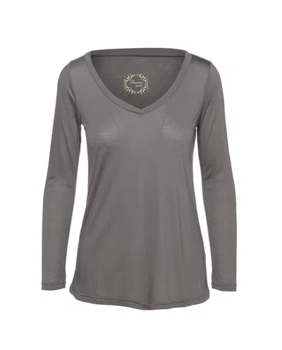 Conquista Women's Dark Grey V Neck Top By Swl