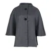 Conquista Women's Dark Grey Wool Cape With Short Sleeves In Grey