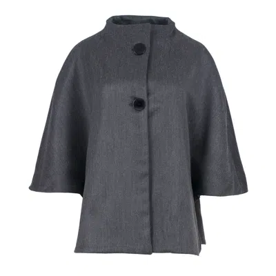 Conquista Women's Dark Grey Wool Cape With Short Sleeves In Brown