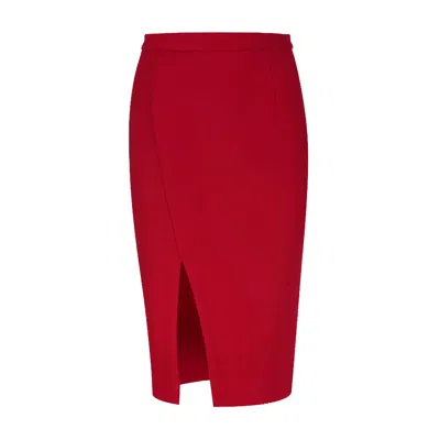 Conquista Women's Dark Red Faux Mouflon Pencil Skirt