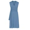 Conquista Women's Dusty Light Blue Sleeveless Jersey Dress With Waist Tie In Viscose & Elastane