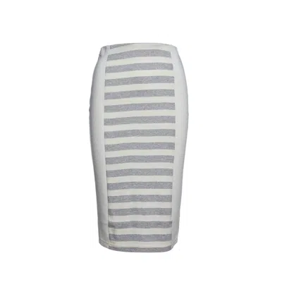 Conquista Women's Ecru & Grey Striped Pencil Skirt