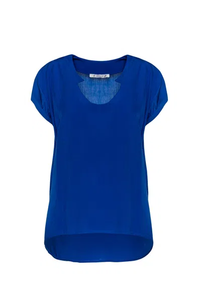 Conquista Women's Electric Blue Cap Sleeve Top