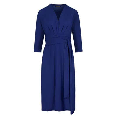 Conquista Women's Electric Blue Empire Line Dress With Belt
