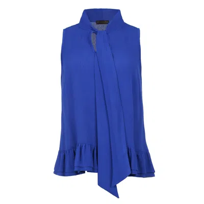 Conquista Women's Electric Blue Tie Detail Top With Frills