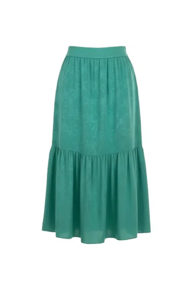 Conquista Women's Emerald Green Tiered Midi Skirt