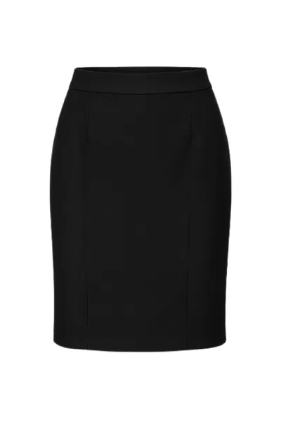 Conquista Women's Essential Black Tailored Knee-length Skirt
