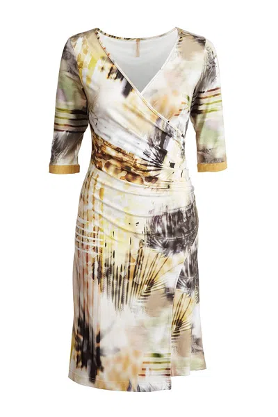 Conquista Women's Faux Crossover Print Dress In Yellow