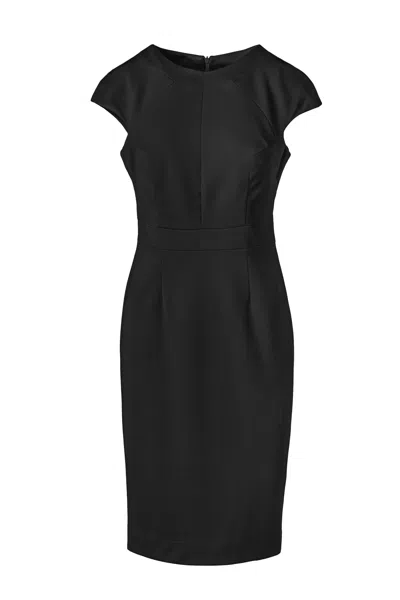Conquista Women's Fitted Black Dress With Cap Sleeves By  Fashion