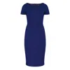 Conquista Women's Fitted Electric Blue Cap Sleeve Dress Punto In Blue