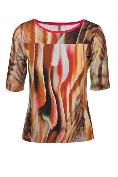 Conquista Women's Fitted Print Top In Stretch Jersey In Multi