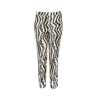 Conquista Women's Fitted Print Trousers By  Fashion In White