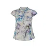 Conquista Women's Floral Cap Sleeve Shirt