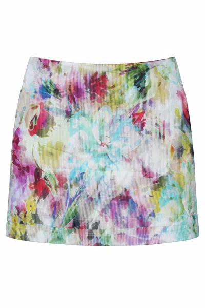 Conquista Women's Floral Print Ribbed Mini Skirt In Multi