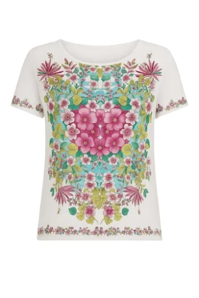 Conquista Women's Floral Sleeveless Top In White