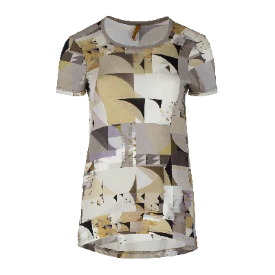 Conquista Women's Geometric Print Detail Top In Brown
