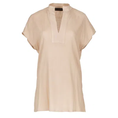 Conquista Women's Gold Beige Linen Style Sleeveless Top
