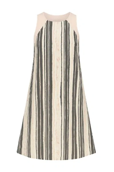 Conquista Women's Gold Summer Striped A Line Dress