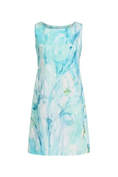 Conquista Women's Green A Line Print Poplin Dress In Blue