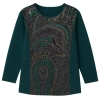 Conquista Women's Green Batwing Print Top In Green