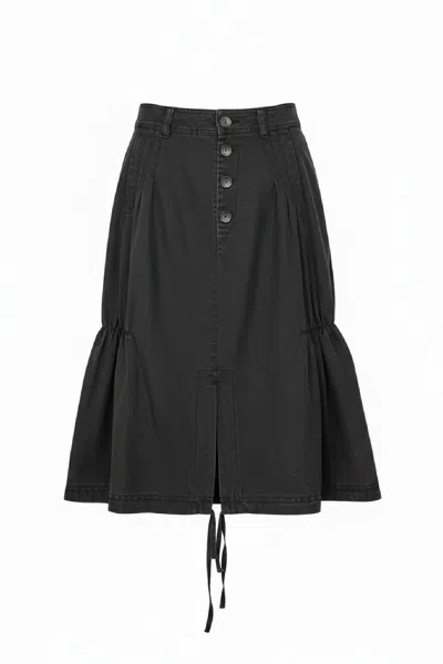 Conquista Women's Green Button-front Midi Skirt With Adjustable Front Slit
