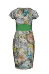 CONQUISTA WOMEN'S GREEN CAP SLEEVED FLORAL PRINT DRESS