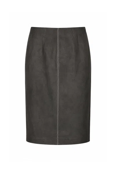 Conquista Women's Green Contrast-stitch Pencil Skirt In Gray