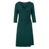 Conquista Women's Green Faux Wrap Dress In Sustainable Fabric In Green