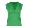 Conquista Women's Green Faux Wrap Sleeveless Top In Green