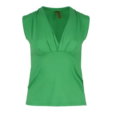 Conquista Women's Green Faux Wrap Sleeveless Top