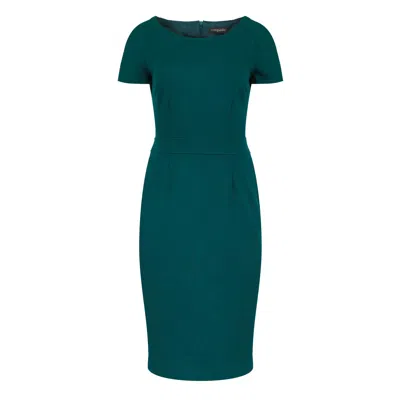 Conquista Women's Green Fitted Emerald Cap Sleeve Dress  Fashion