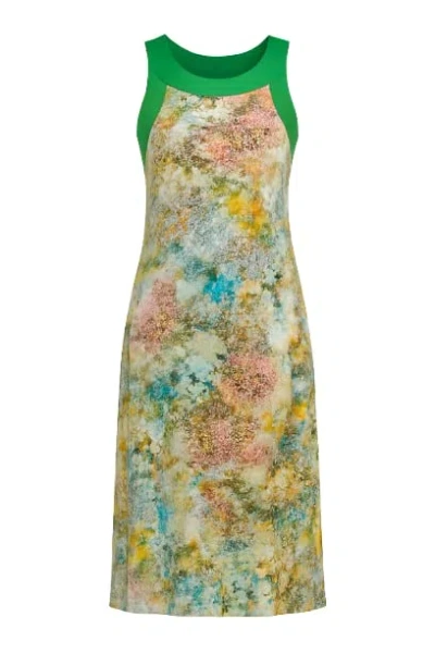 Conquista Women's Green Floral A Line Maxi Dress
