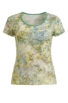 Conquista Women's Green Floral Short Sleeve Top In Green
