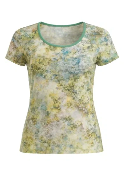 Conquista Women's Green Floral Short Sleeve Top