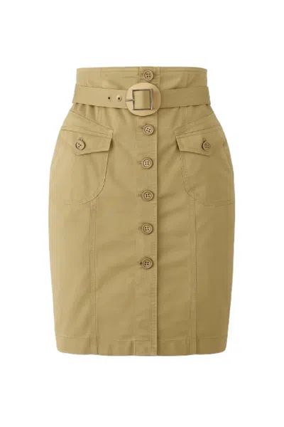 Conquista Women's Green High-waist Button-front Belted Skirt