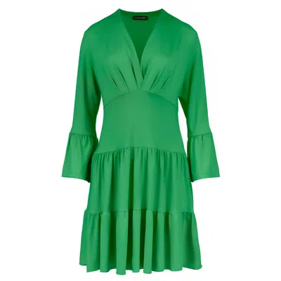 Conquista Women's Green Jersey Tiered Dress