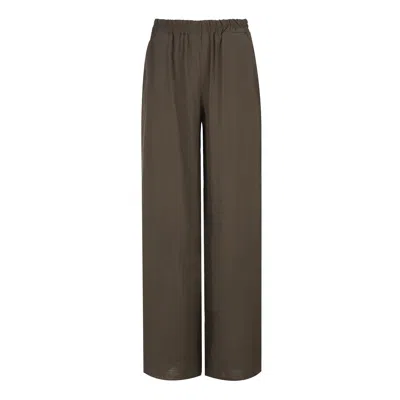 Conquista Women's Green Khaki Elegance Wide-leg Trousers