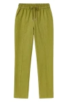 Conquista Women's Green Linen Drawstring Pants In Green