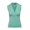 CONQUISTA WOMEN'S GREEN MINT SLEEVELESS FAUX WRAP TOP