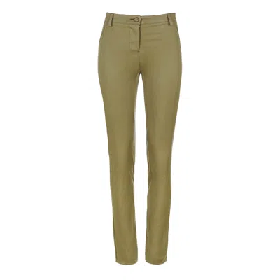 Conquista Women's Green Olive Fitted Full Length Pants