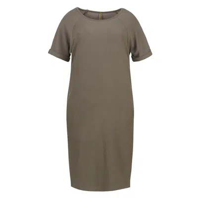 Conquista Women's Green Olive Punto Di Roma Short Sleeve Dress With Pockets