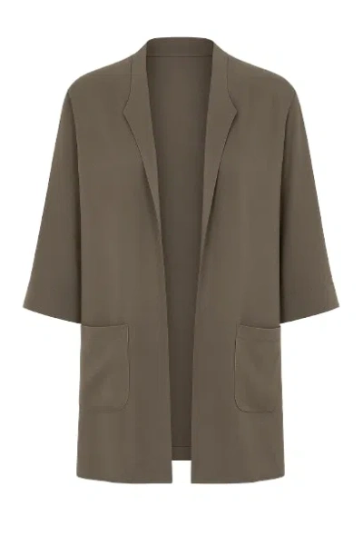 Conquista Women's Green Open Front Khaki Cardigan