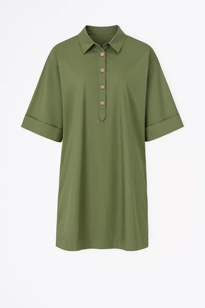 Conquista Women's Green Oversized Khaki Dress